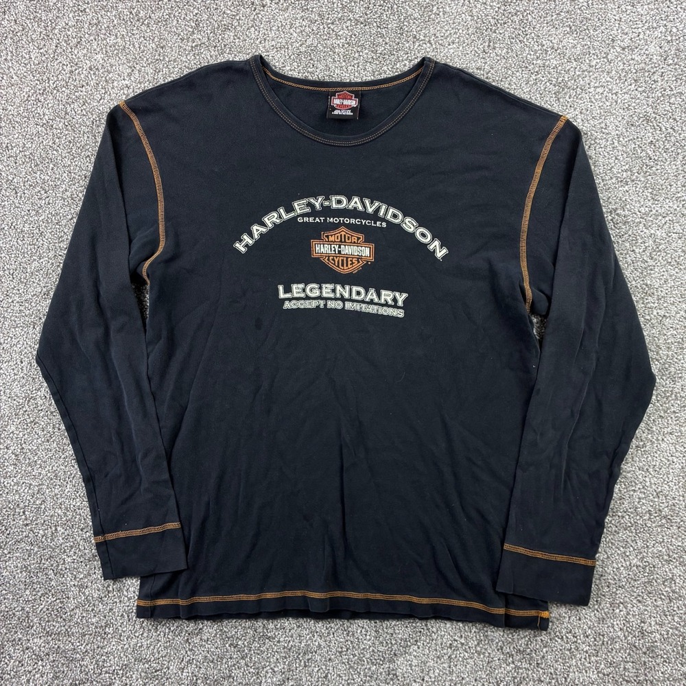 Vintage Y2k Harley Davidson Shirt Women's Large Black Snake Long Sleeve USA